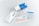 A collection of items related to a test kit, including a white and blue box labeled 'testalize.me', a sealed return envelope, a small vial, an information booklet, a code card, a pipette, and a clear plastic bag with a blue strip.