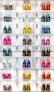 a display case filled with lots of different colored shoes