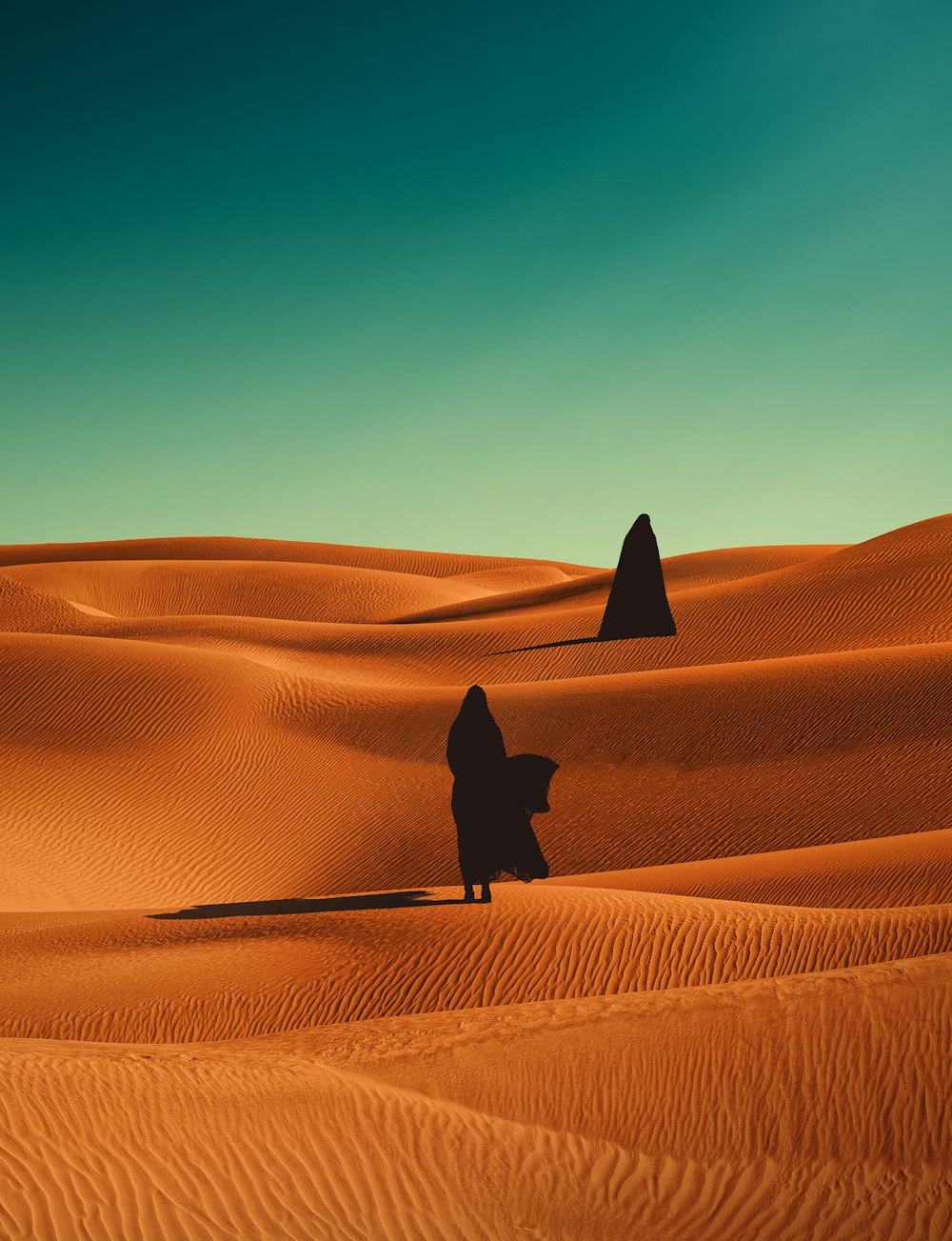 a person standing in the middle of a desert