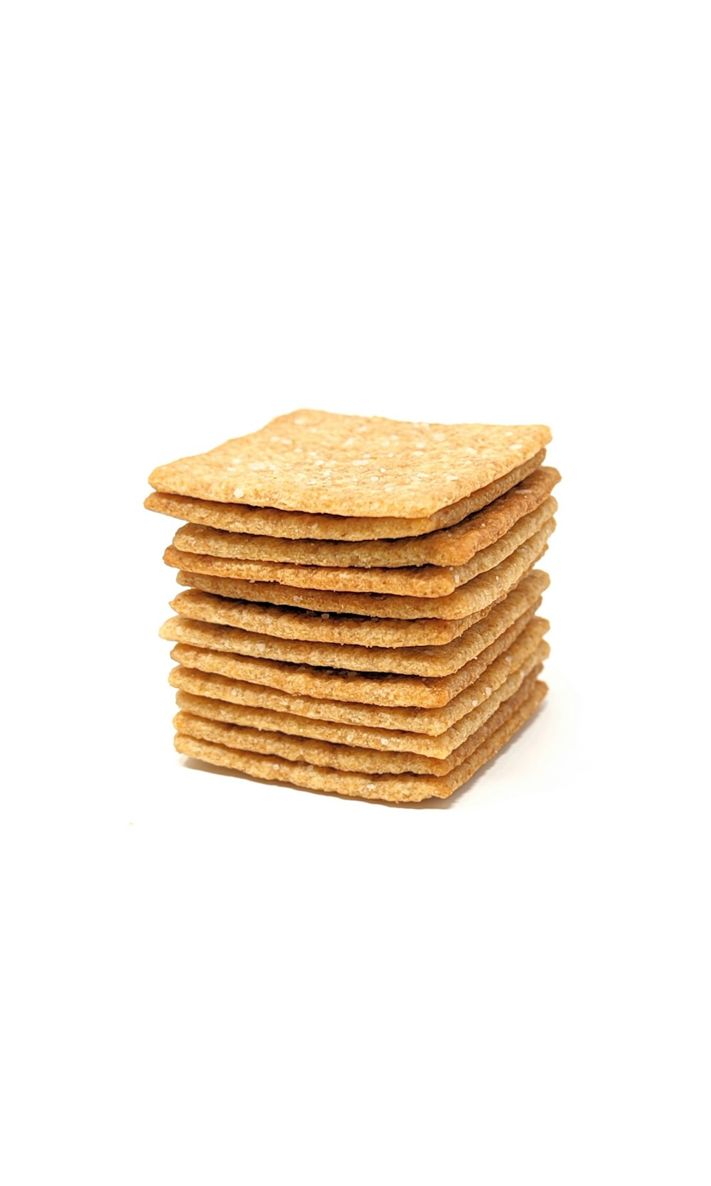 a stack of crackers on a white background