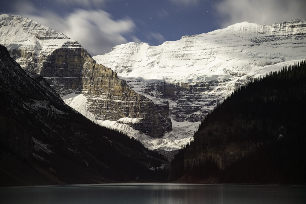 a mountain range with snow on top of it