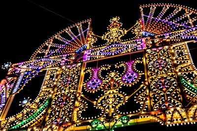 Close-up of intricate holiday light sequences synchronized perfectly with music.