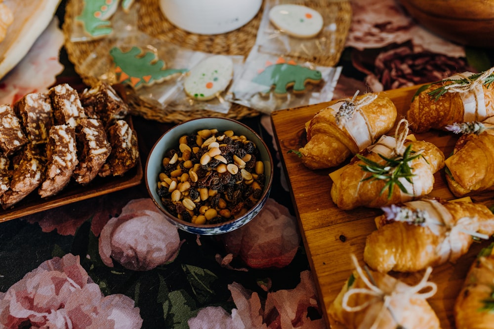 a table topped with lots of different types of food