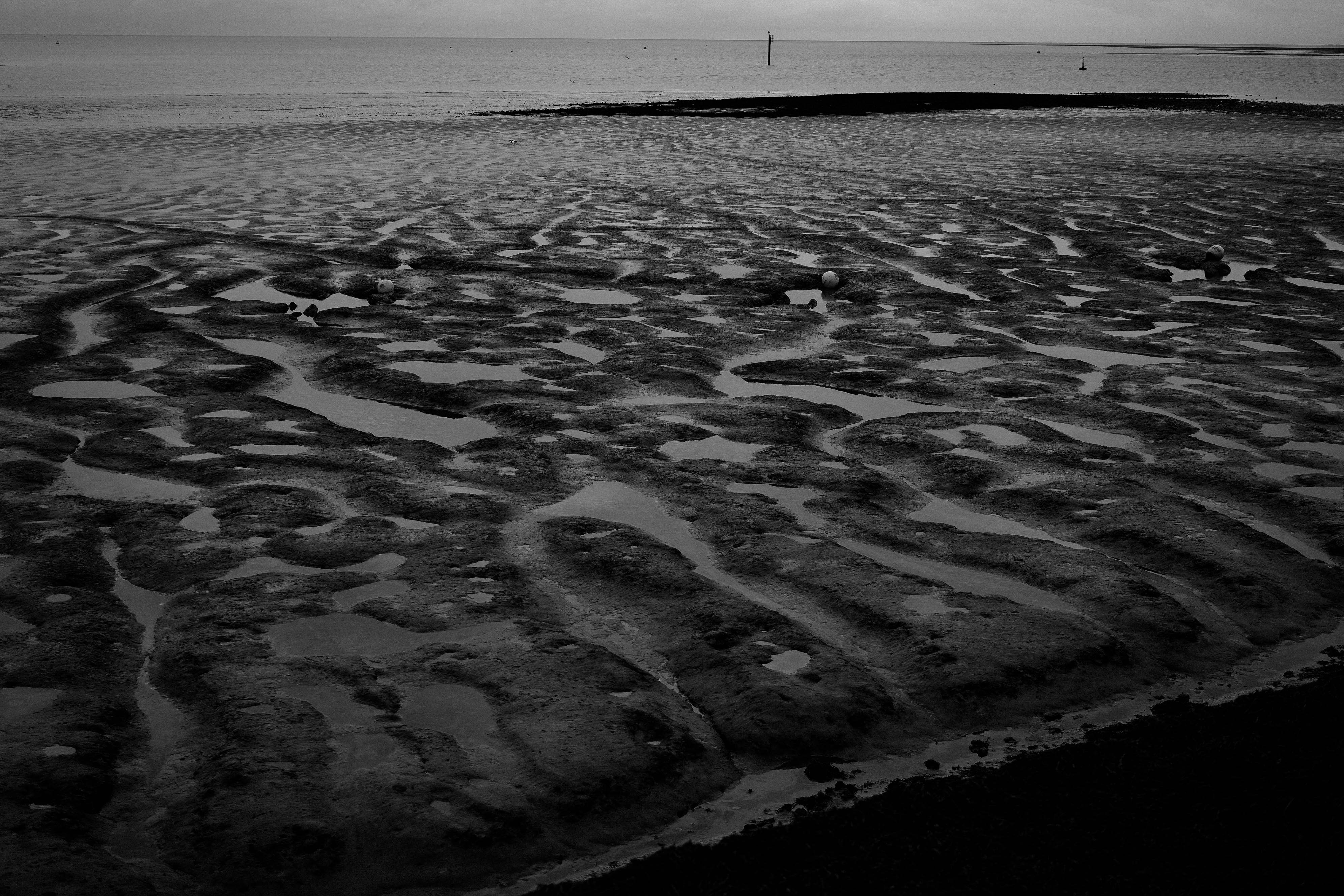 a black and white photo of a beach