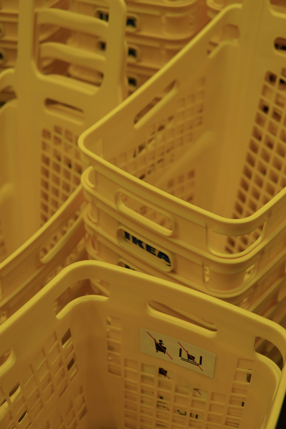 a close up of a bunch of plastic baskets