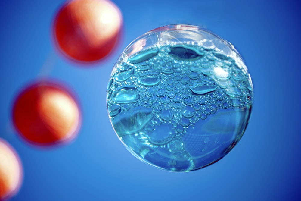 a close up of a bubble of water