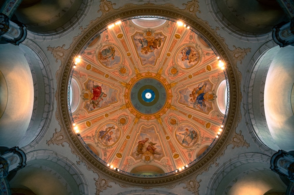 the ceiling of a church with a painted dome