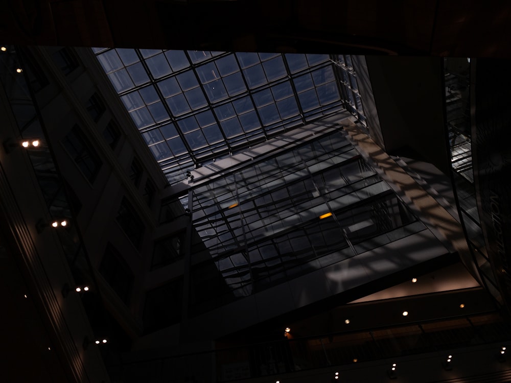 a view of the ceiling of a large building