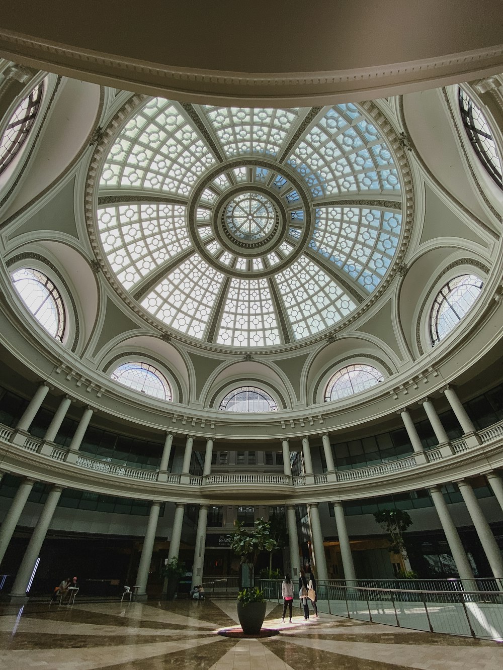 a domed ceiling in a building with a skylight