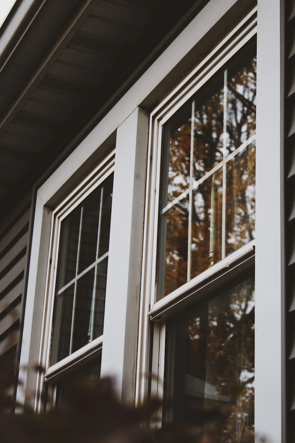 Close-up of a finished window frame