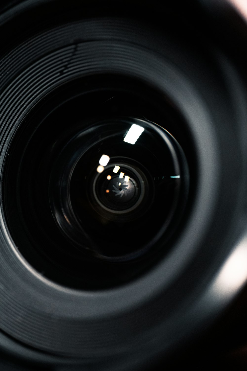 a close up view of a camera lens