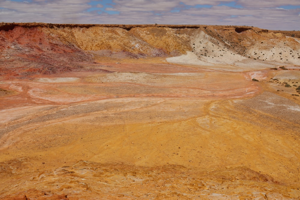 a view of a barren area with a sky background