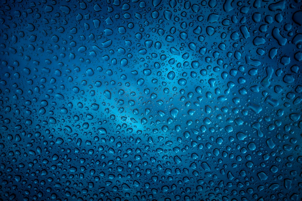 a close up of water droplets on a window