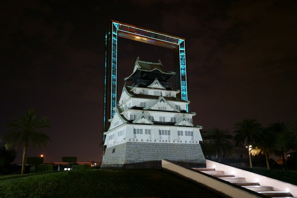 a tall tower with a clock on top of it