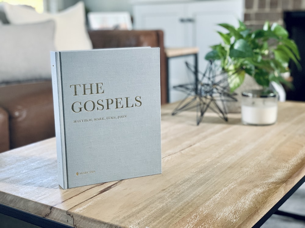 a book sitting on top of a wooden table