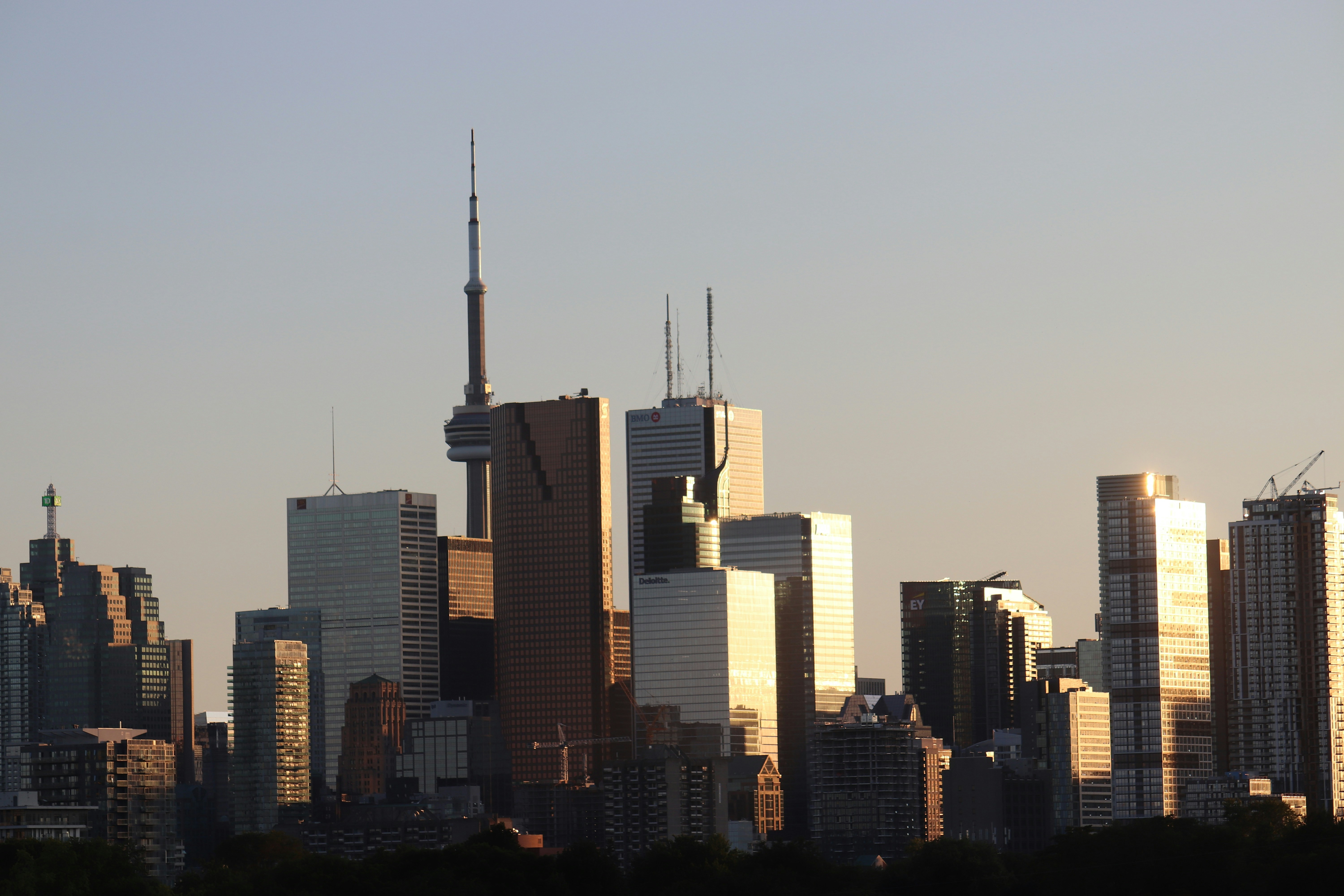 a view of a city with tall buildings