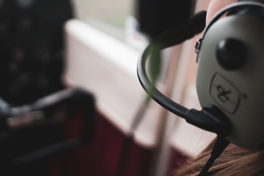 A close-up of a dispatcher headset