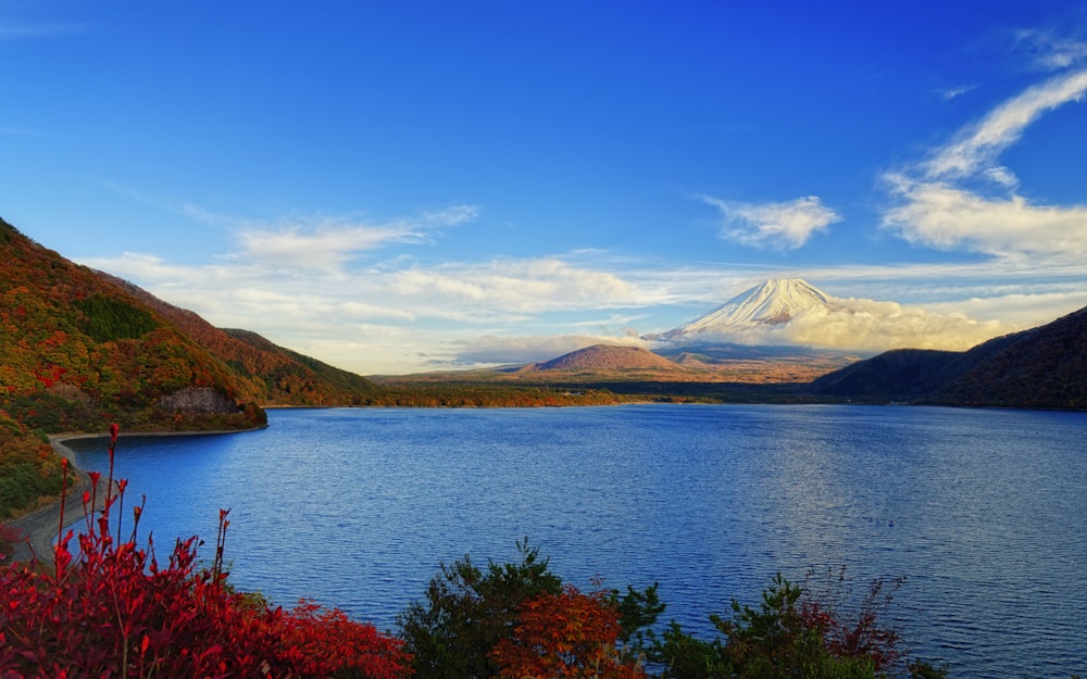 a large body of water surrounded by mountains