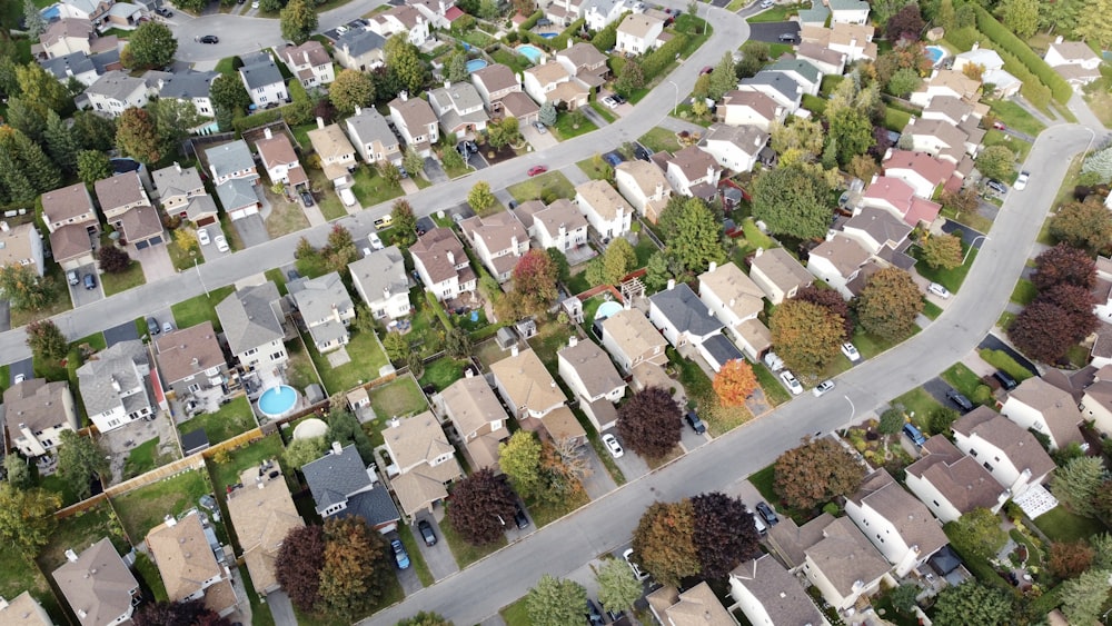 an aerial view of a neighborhood with lots of houses