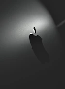Artistic shot of neon white glowing logo embossed on a deep matte black fabric.