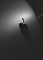 A close-up view of a metallic surface with a prominent, illuminated logo. The lighting creates a sleek and modern aesthetic with the logo casting a subtle shadow.