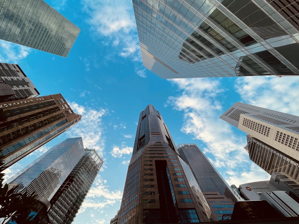 a group of tall buildings in a city