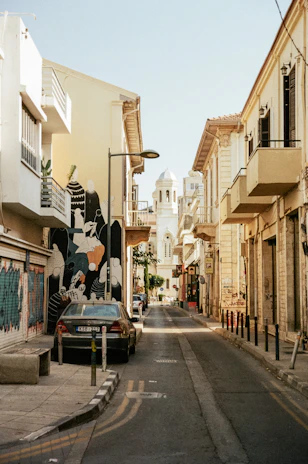 a car parked on the side of a street