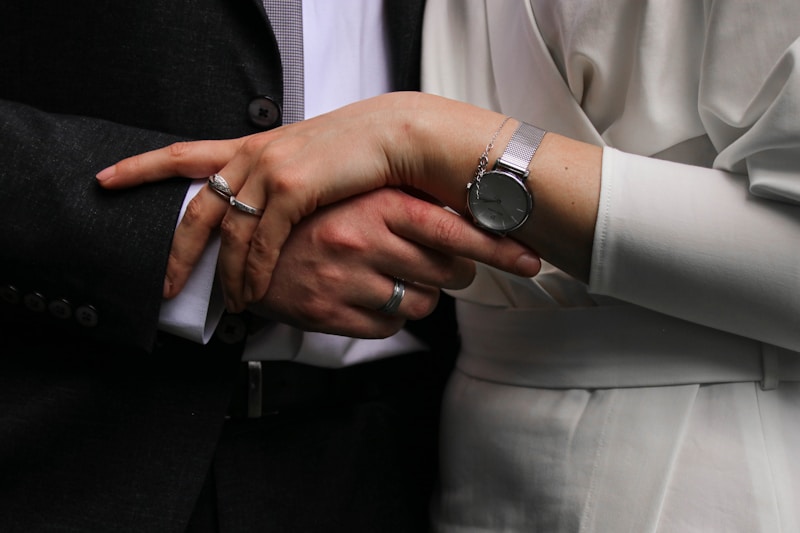 Romantic handholding close-up