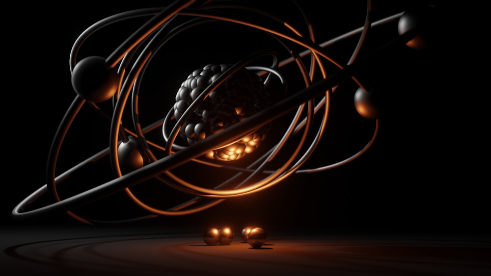 a computer generated image of a ball and some wires