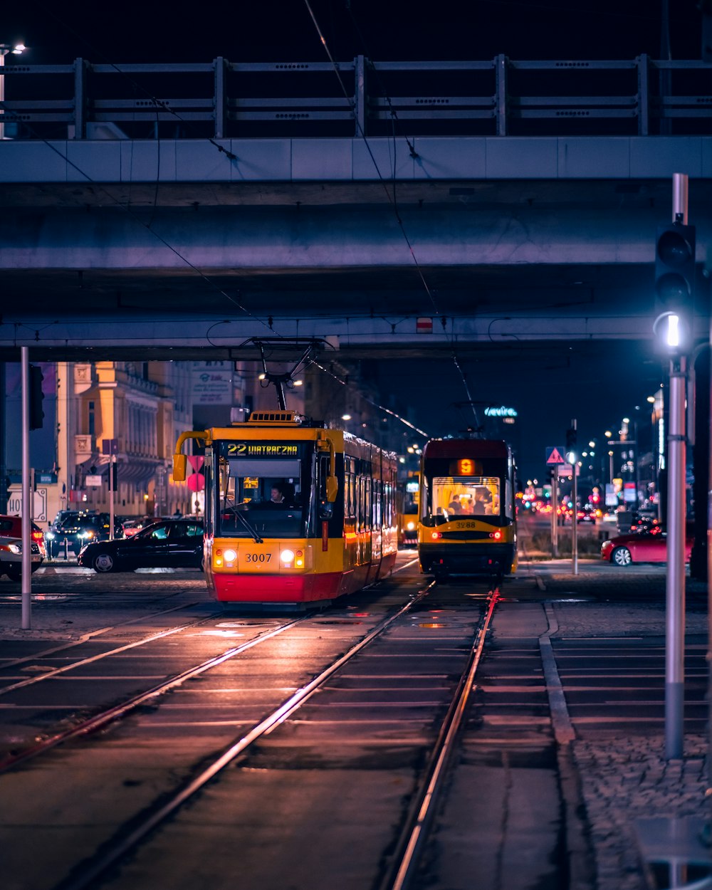 a couple of trains that are on some tracks