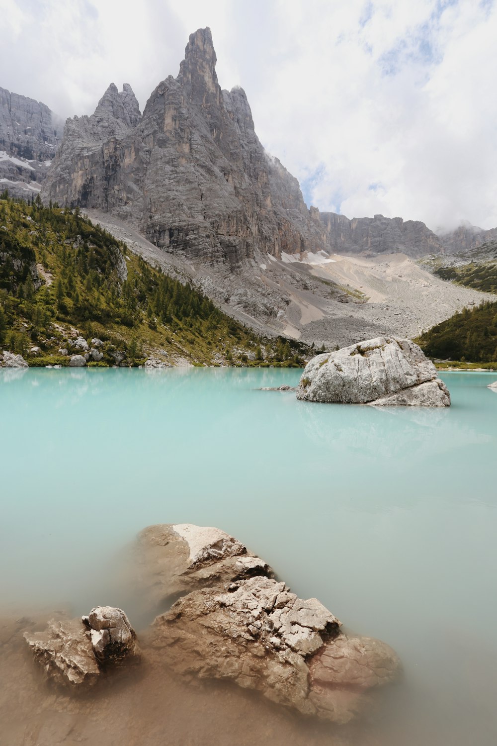 a large body of water surrounded by mountains