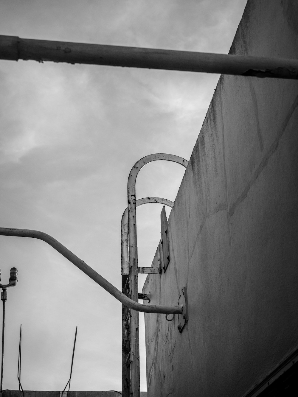 a black and white photo of a street light