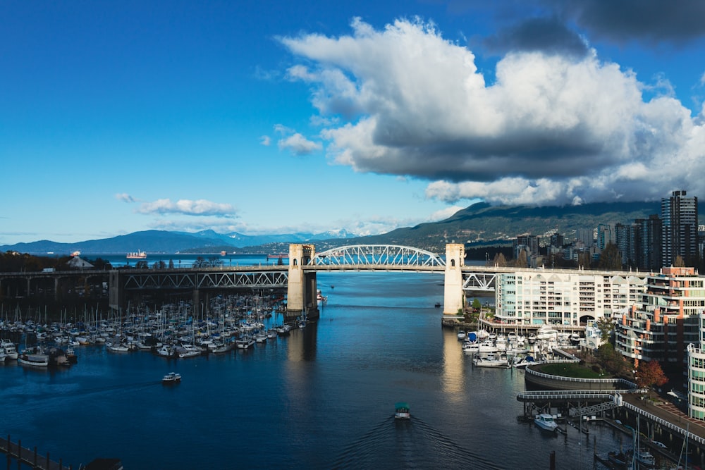 a large bridge spanning over a large body of water