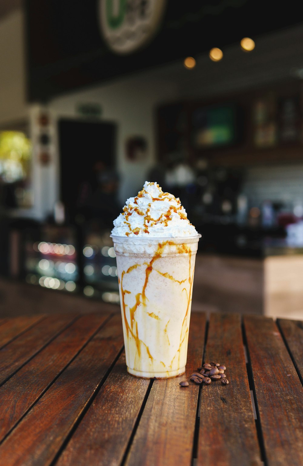 a close up of a cup of food on a table