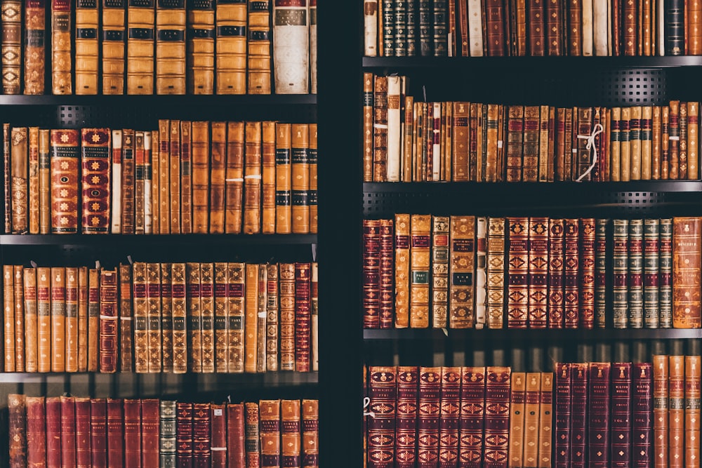 a book shelf filled with lots of books