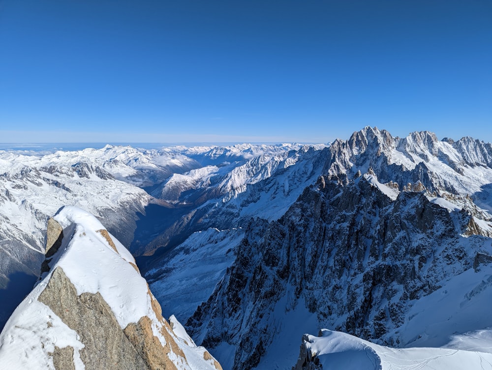 a man standing on top of a snow covered mountain