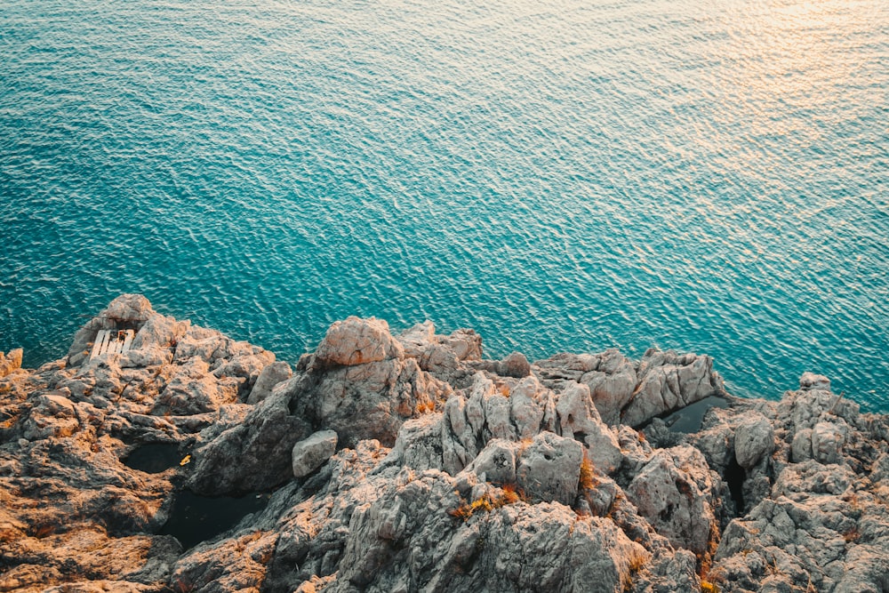 a view of the ocean from a high point of view