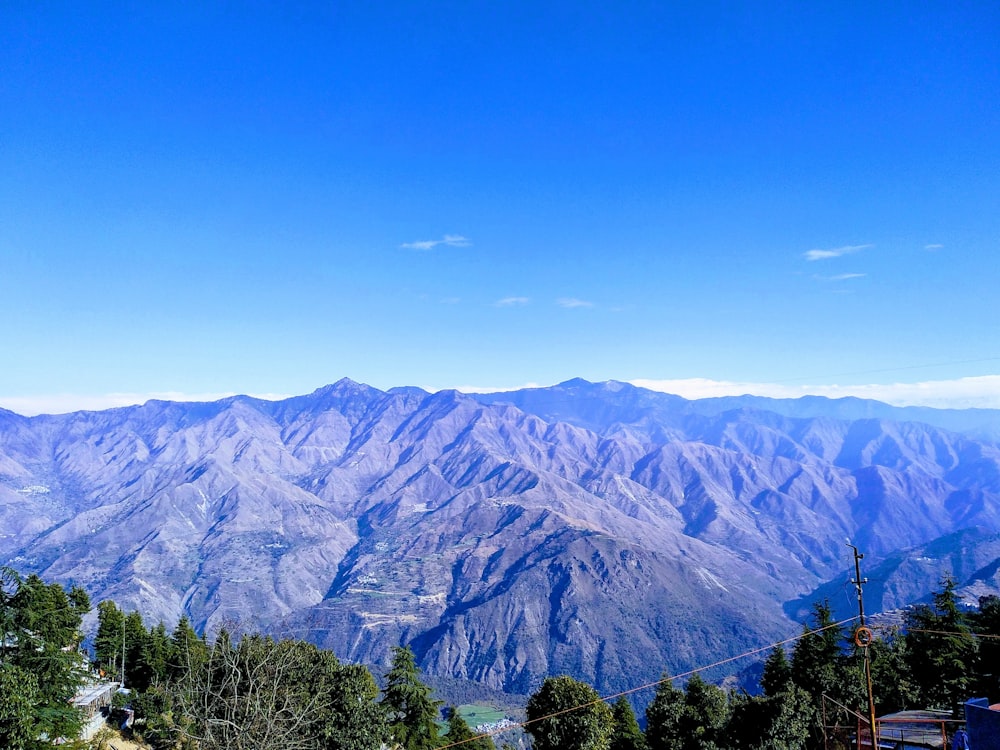 a view of a mountain range from a distance