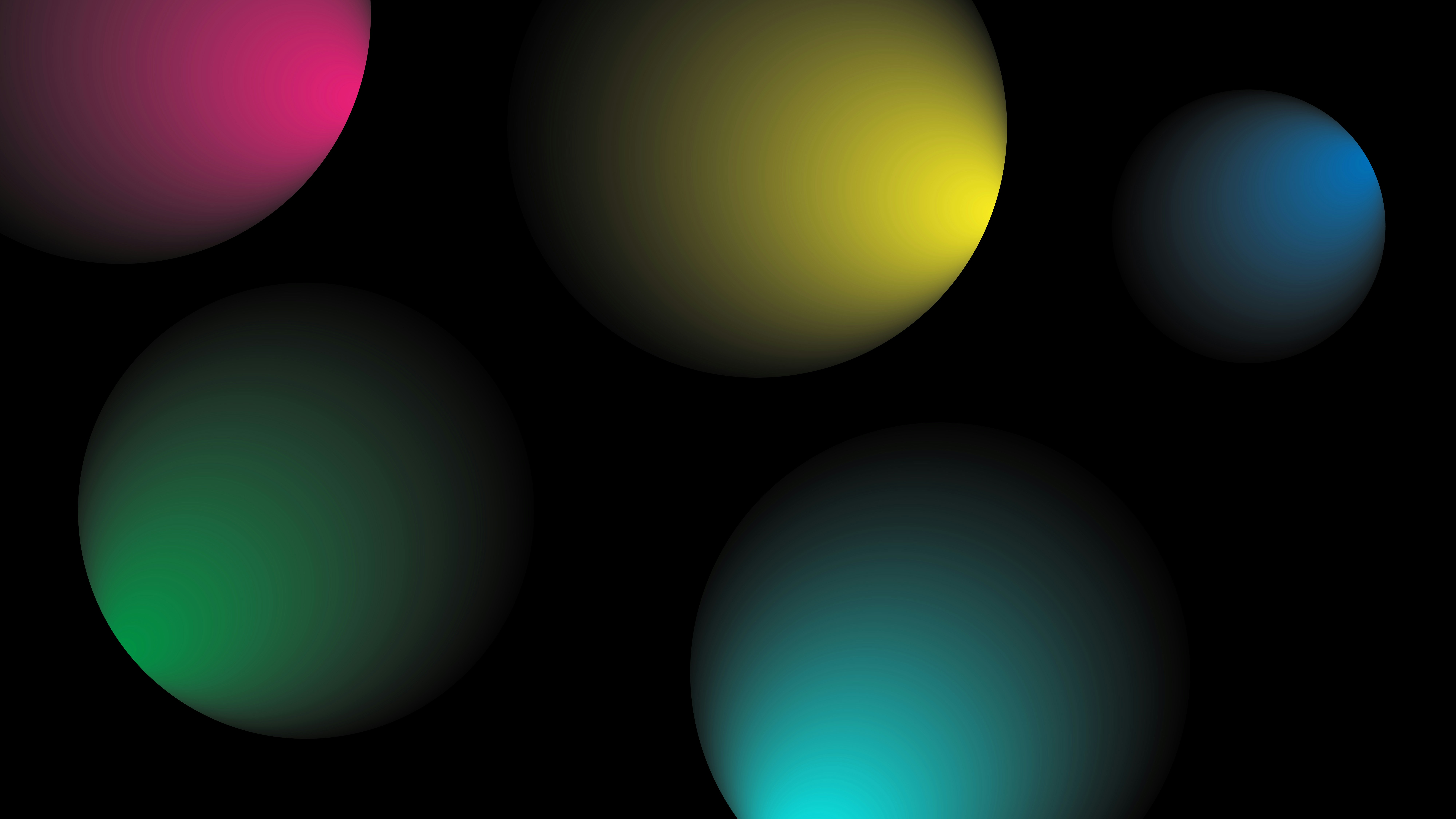 Abstract 3D render with glowing purple spheres and dark background