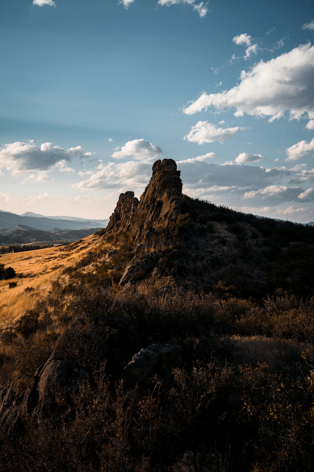 a rocky outcropping in the middle of a field