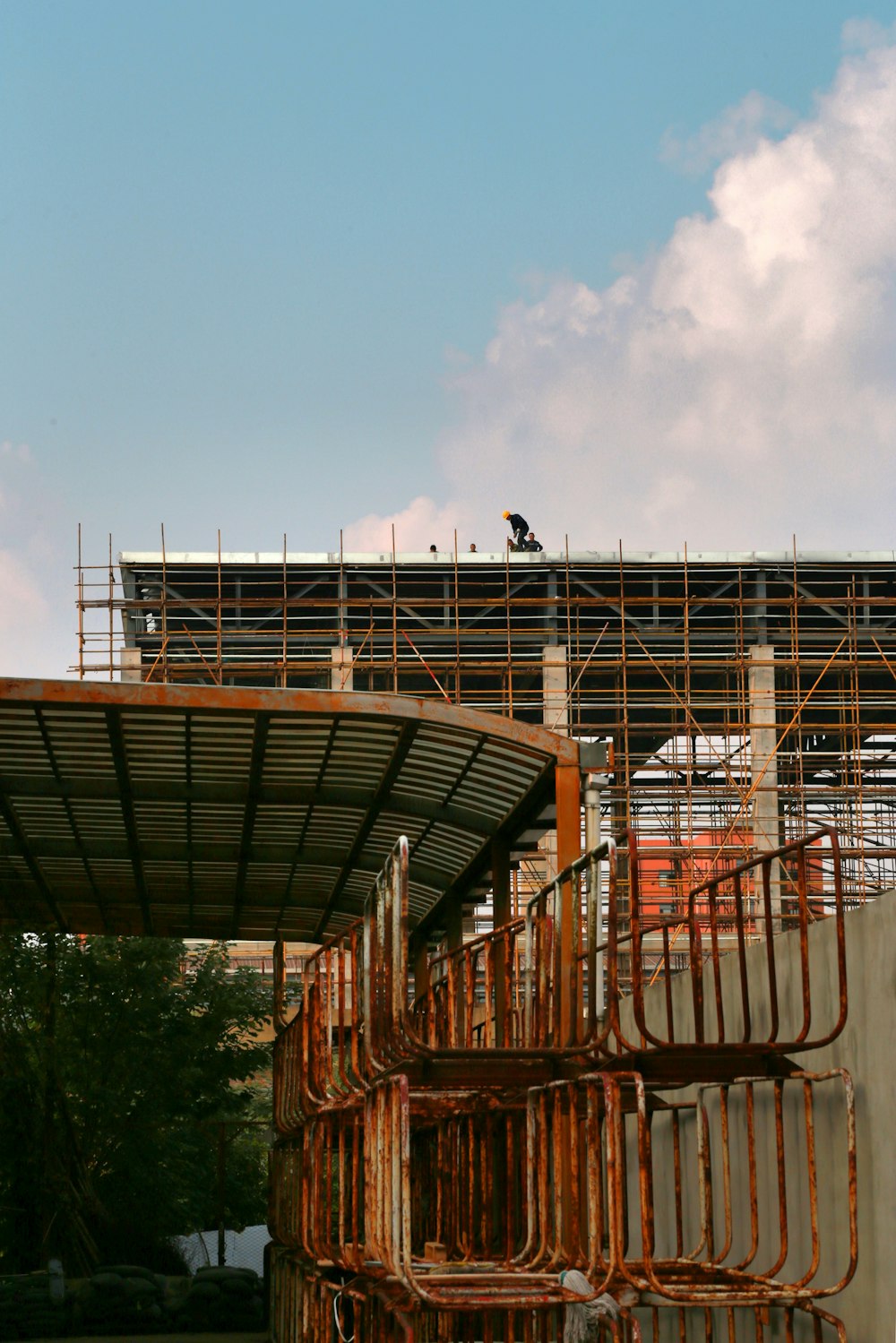 a building under construction with scaffolding around it