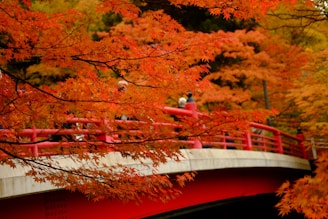 a red bridge near Aomori Japan