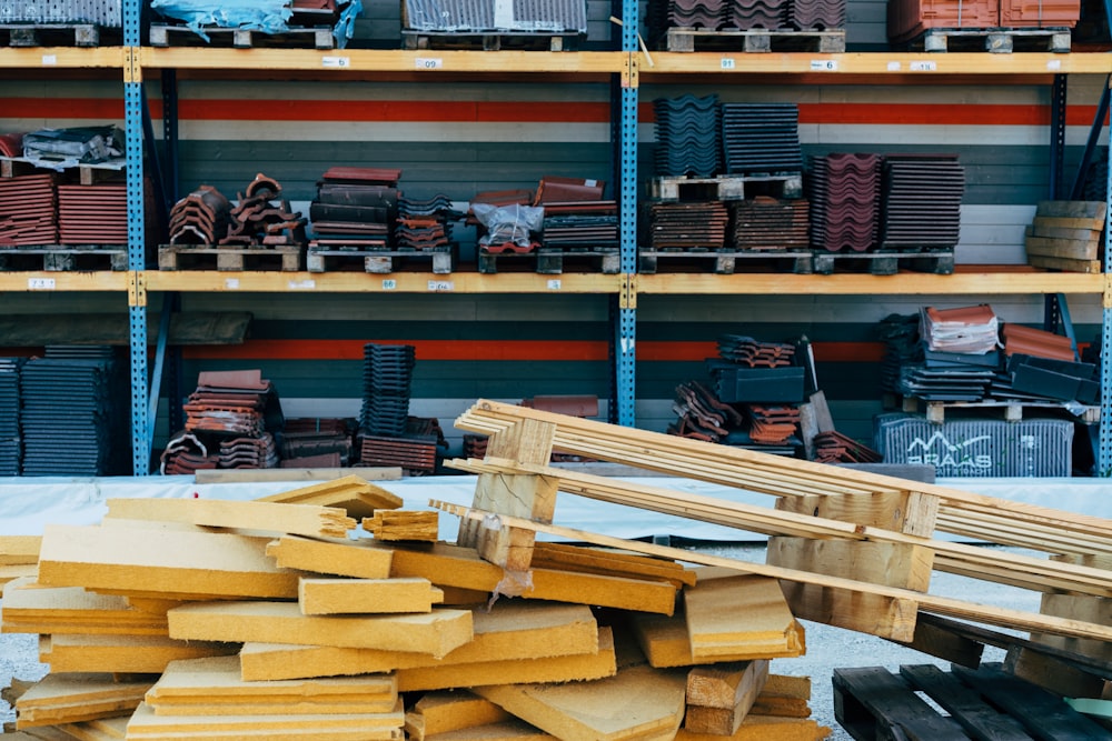 a pile of wood sitting on top of a wooden floor