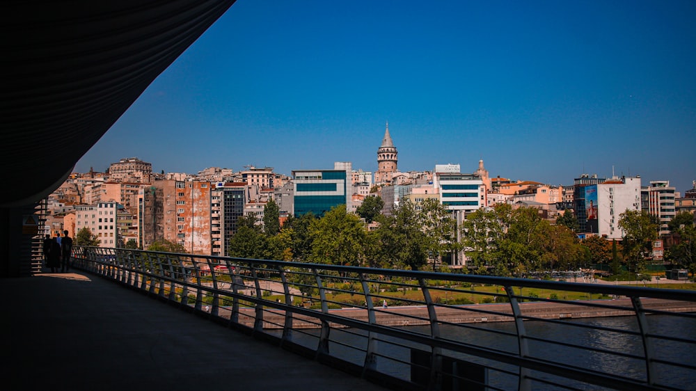 a view of a city from a bridge