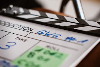 a close up of a movie clapper