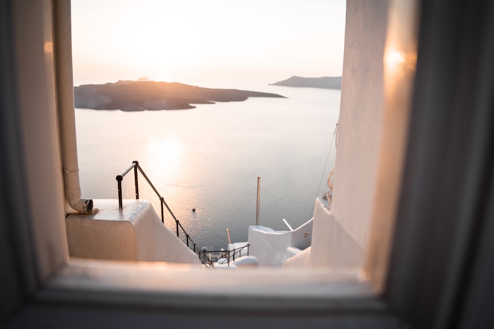 a window view of a body of water