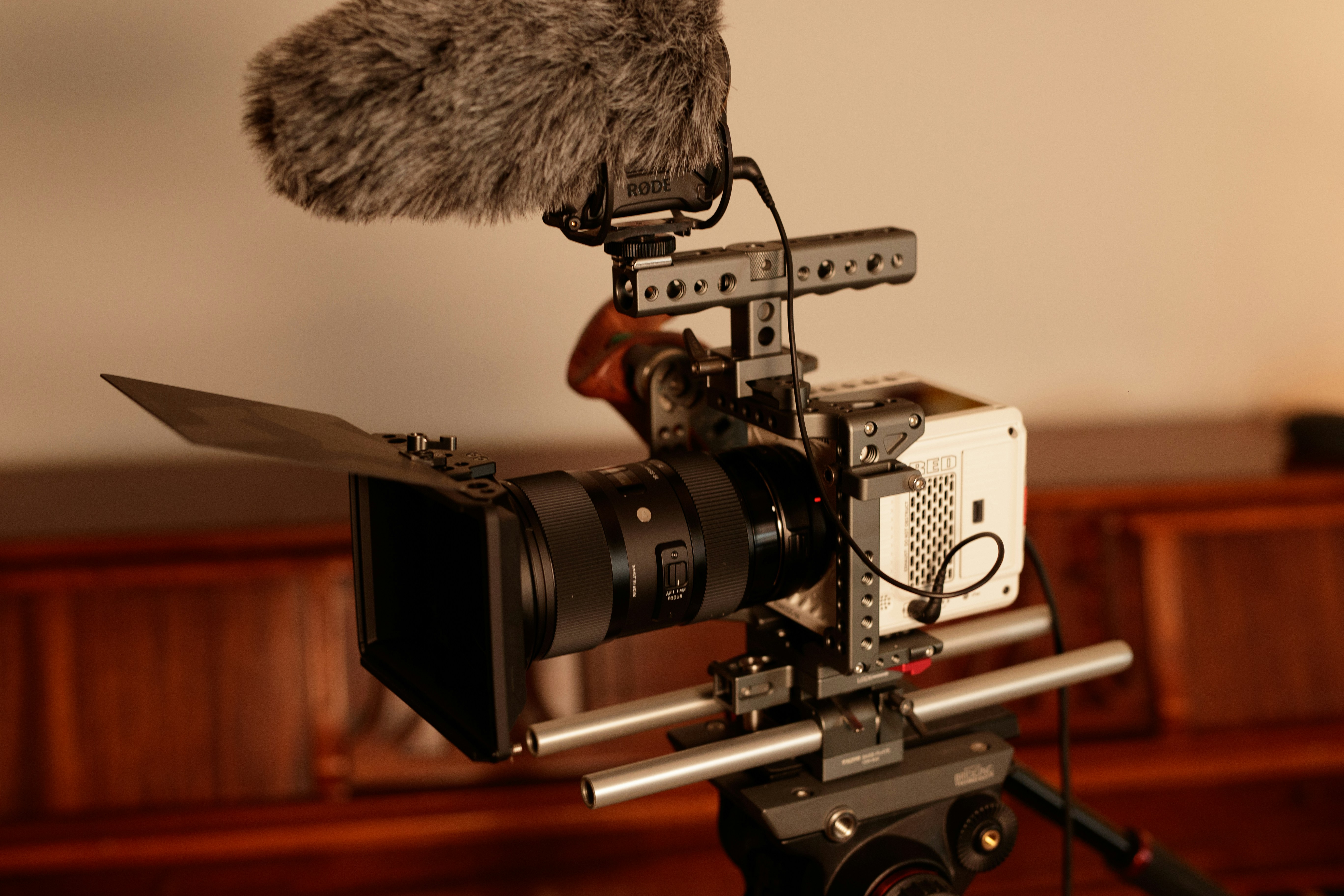 a camera with a microphone attached to it