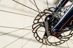 a close up of a bike's front brake