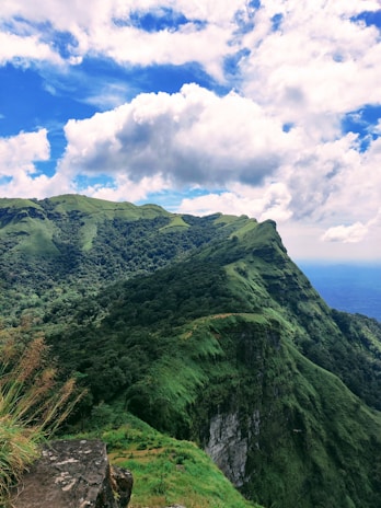 A scenic mountain landscape with lush greenery.