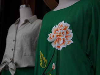 a close up of a dress on a mannequin